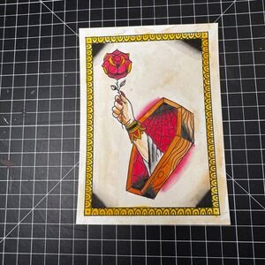 Tattoo Flash‎ Hand Painted Acrylic Ink Coffin Hand Gothic Wall Art Halloween